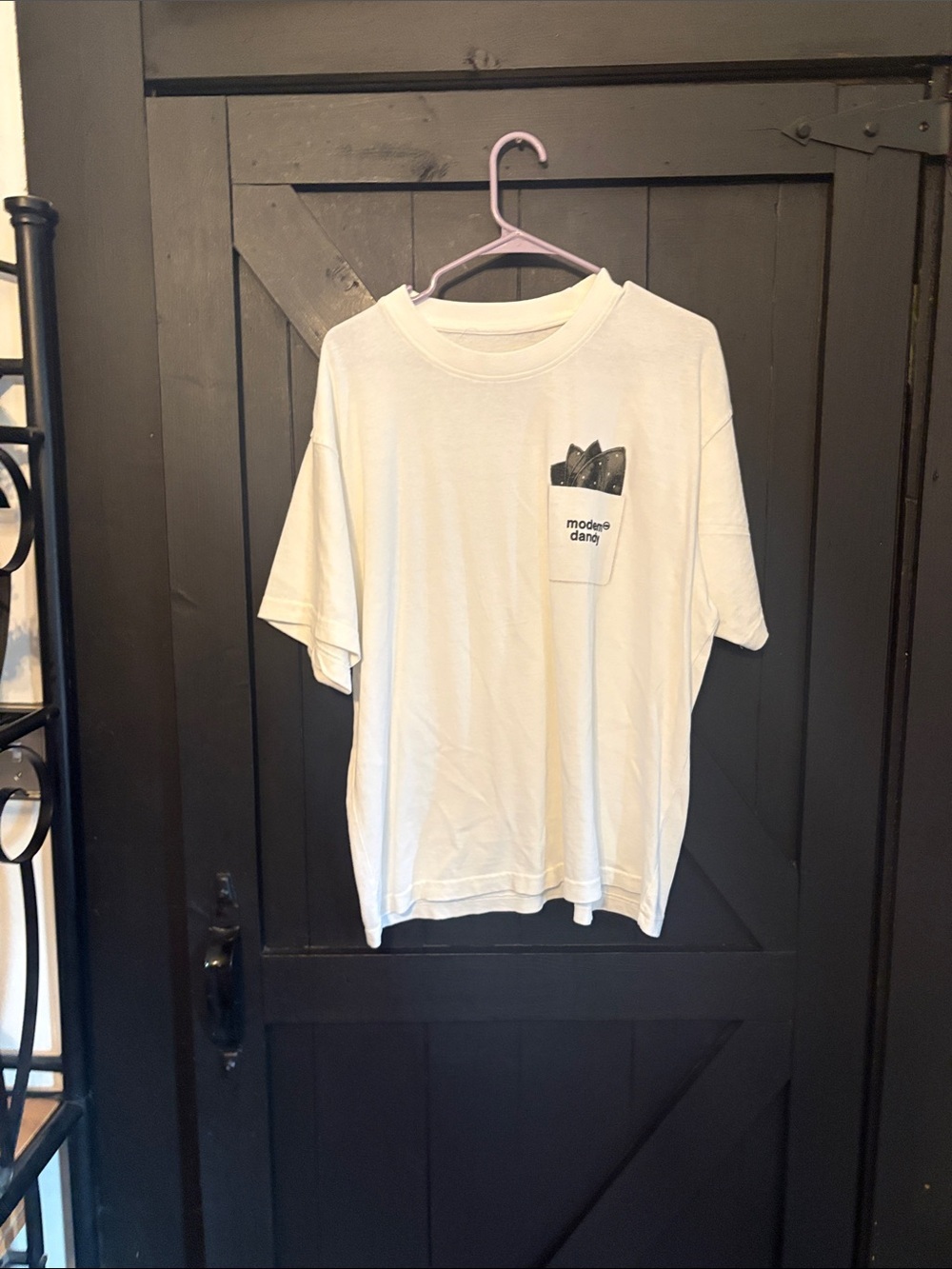 Modern Dang White Short-Sleeve Pocket Tee with Minimal Graphic